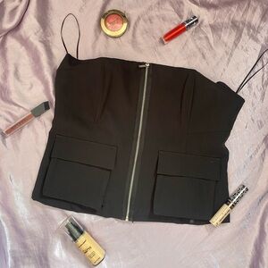 Black Zip Up Tube Top